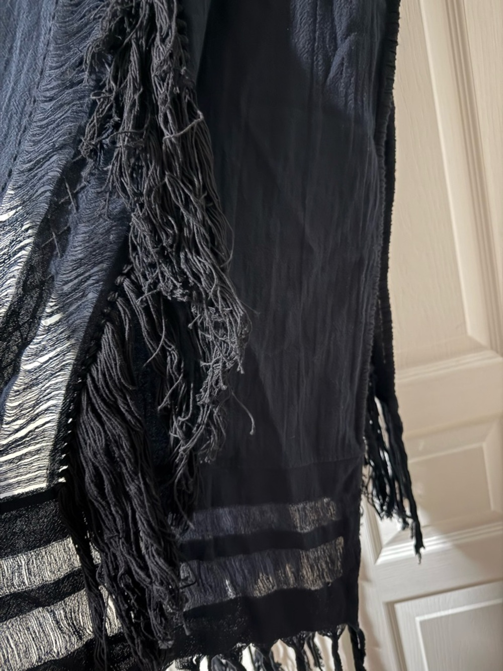 AYA Sacred Wear Black Boho Poncho Long Boho Cardigan Coverup Robe Handmade - Picture 9 of 16